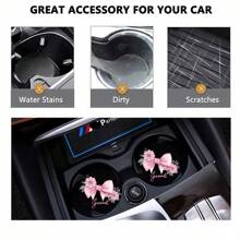 2 pièces Dessous de verre pour tasses de voiture avec imprimé nœud, tapis pour tasses de voiture stylé, séchage rapide et antidérapant