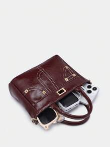1 pieza Bolso de motocicleta envejecido con remaches y hebillas, estilo vintage años 2000 punk biker para mujer, con múltiples bolsillos, asas superior y cruzado, adecuado para cualquier temporada, para cena, cita, fiesta, escuela, viaje, compras, estilo Y2K, steampunk, gótico, estrafalario