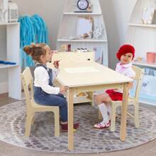 Table d'art pour enfant et 2 chaises, en bois de bouleau, avec espace de rangement, table d'activité pour le bricolage et la peinture, 106 x 58 cm