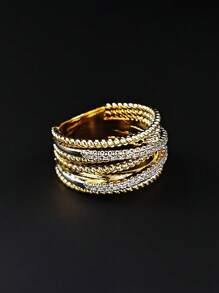 1pc Vintage Multi-Layer Cross Ring, 925 Sterling Silver, Elegant Jewelry Gift For Women On Valentine's Day - Gold - View 5