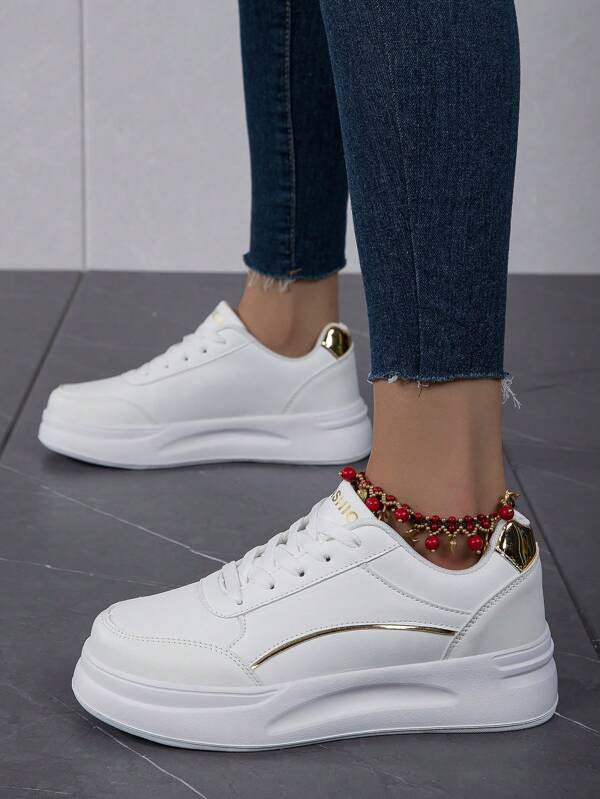 Women's Spring Casual Sneakers, New Thick Sole Lightweight Soft Comfortable Flat Bottom Commuter Work Shoes