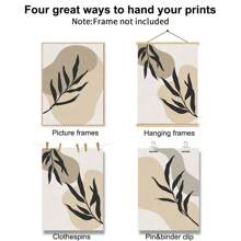 3件套波西米亚风米色墙饰，中世纪现代艺术版画，极简植物墙面装饰，现代墙面装饰，适用于客厅和无框家居，无框 - 彩色 - 查看 8