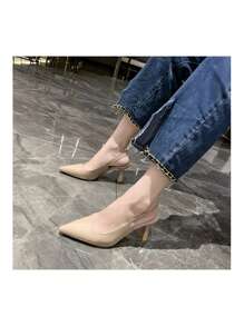 Sandalias De Tacón Puntiagudo A La Moda - Albaricoque - Ver 6