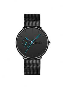 BIDEN Reloj de cuarzo para hombres BIDEN, correa de malla de acero inoxidable ultrafina, estilo de negocios casual, adecuado para uso diario, regalo para vacaciones y cumpleaños