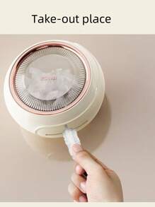 1pc Plastic Wrap Dispenser With Suction Cup, No-Drill, Disposable Plastic Bag Storage Rack For Kitchen - Cream - View 3