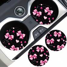 2 pièces Dessous de verre pour tasses de voiture avec imprimé nœud, tapis pour tasses de voiture stylé, séchage rapide et antidérapant