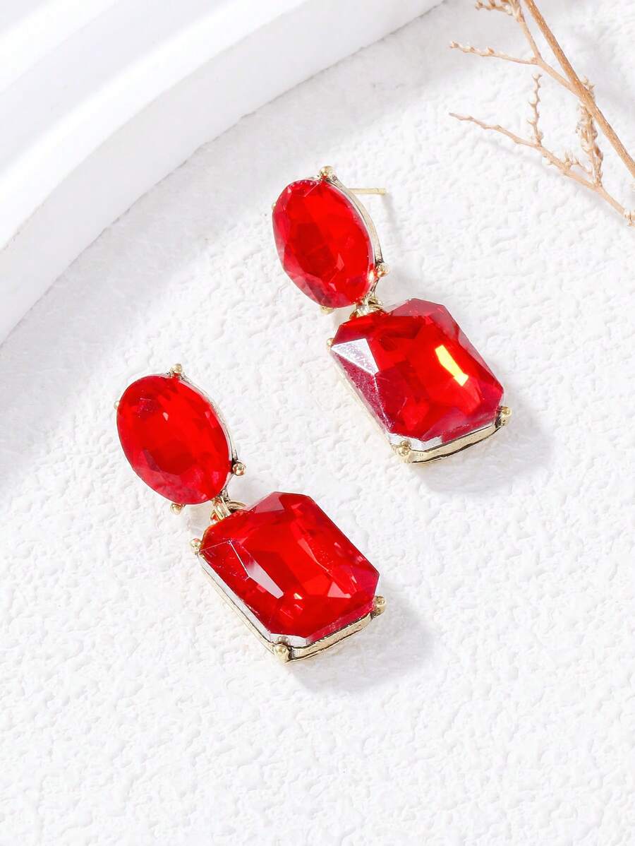 juran 1 par de aretes de cristal de vidrio con diseño geométrico, práctico y versátil