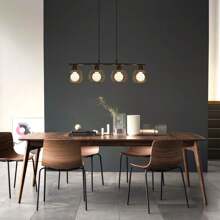 Hanglamp Eettafel Vintage Hanglamp - Zwarte Metalen Eettafellamp E27 Fitting Retro Hanglamp Industrieel Design Restaurantlamp 4-Lichts Lente Hanglamp Voor Eetkamer En Keuken.