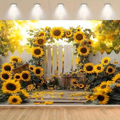1PC Spring Themed Landscape Backdrop Showing Sunflowers, Suitable For Weddings, Birthdays And Various Events In All Seasons Of Spring, Summer, Autumn And Winter. Multi-Size, Multi-Purpose Party Backdrop For Men And Women - Universal Decoration For All Seasons, Indoor And Outdoor Decoration, Photography Studio, Garden Decoration, Party Decoration And Phone Booth.
