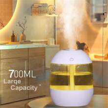 1 件装静音 700ML 台式加湿器，带彩色夜灯 - 持续喷雾，USB 供电，适用于卧室和各种房间类型，卧室加湿器，雾量大，安静的氛围 - 白色 - 查看 7
