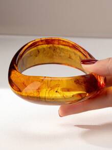 1 件厚树脂手镯，简约金色金属袖口手镯，女士叠戴手镯 - 彩色 - 查看 16