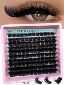 200 cái/180 cái/160 cái/140 cái/120 cái 8D Luxury Fluffy DIY Cluster Mishes - 10-20mm Độ Dài Mi Hỗn Hợp 0.07mm Độ Cong Chữ D Nga Mi Dày Và Có Thể Tái Sử Dụng Dễ Dàng Cho Người Mới Bắt Đầu - 10 Khay (Gói Đa Dạng 60D/80D/100D/120D/160D/200D) Cụm Mi, Cụm Mi, Lông Mi Riêng Lẻ, Lông Mi, Lông Mi Giả - D - Xem 11