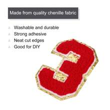 20pcs Glitters Chenille Number Patches Iron-On Embroidery Numbers For Team Uniforms Sports T-Shirts Hats Bags (Red, Number 0-9)