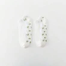 5 Pairs Women's Summer Crystal Mesh Socks, Lightweight Breathable Glass Crystal Socks With Embroidered Ditsy Floral Details, Machine Washable, Cute Invisible Boat Socks, Ladies Stockings And Socks