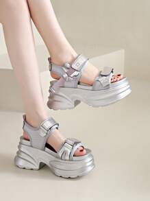 Women's Exclusive Design Casual Hook And Loop Breathable Summer Platform Sandals