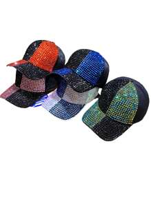1pc Women's High-Quality Handmade Rhinestone Embellished Fashion Versatile Brimmed Baseball Cap, Suitable For Everyday Wear - A - View 9