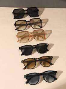 5-6pcs Women Geometric Frame Boho Elegant Modern Simple Style Fashion Glasses Combination For Outdoor Travel Driving Camping Street-Photography Accessories
