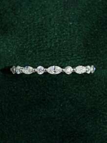 1pc 925 Sterling Silver Horse Eye Round Diamond Half Circle Stackable Ring, Suitable For Women To Match Daily Clothing With Exquisite Multifunctional Rings, Party Accessories, High-Quality Rings, High-End Jewelry Gifts