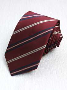 1条酒红色条纹校服风格手工领带，适合日常、校园、街头、毕业照等场合，也可作为圣诞装饰服饰。 - 彩色 - 查看 3