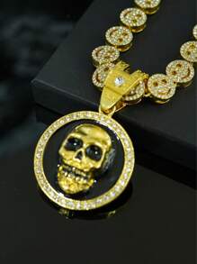 1Set Skull Pendant Smiling Face Necklace & Tennis Chain Necklace Suit, Unique Personalized Men's Necklace Suitable For Daily Wear - Skull Pendant - View 19