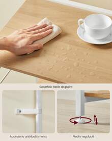 VASAGLE Scaffale Cucina con Prese di Corrente, Scaffale per Microonde, 4 Prese AC, Ripiani Regolabili, 8 Ganci a S, Mobile Cucina, Portaspezie, Rovere Dorato e Bianco Nuvola - Spina italiana (220-240 V) - Visualizzare 8