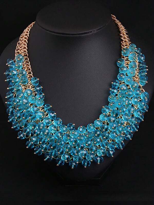 1pc Europe & America Style Luxurious Crystal Pendant Necklace For Women, Suitable For Formal Occasions & Parties