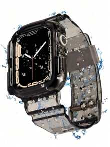 2 合 1 水晶透明表带带保险杠外壳兼容 Apple Watch 38/40/41/42/44/45/46 毫米，果冻运动保护性替换腕带表带兼容 Apple Watch 10/9/8/7/6/5/4/3/2/1/SE 女士男士