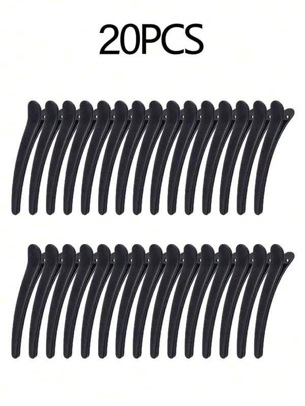 20/10Pcs Black Plastic Simple Elongated Pointed Clip Hair Clips, Salon Hairdressing Clips For Bangs & Hair Styling