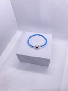 1 pièce Bracelet  rond à boucle de charme de haute qualité pour femmes, convient pour le port quotidien, compatible avec les perles de charme, cadeau parfait pour Noël et la Saint-Valentin