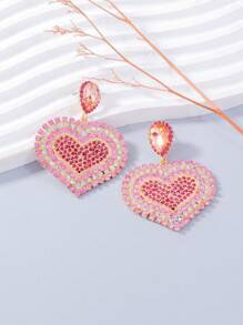 juran 1 para diamentowych błyszczących dużych sercowych kolczyków wiszących dla kobiet, prezent na dzień matki