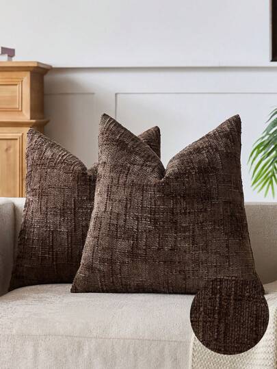 1pc Neutral Chenille Pillow Cover, Soft Textured Decorative Throw Pillow Case, Suitable For Sofa, Bed, Home Decor, 45 X 45 Cm