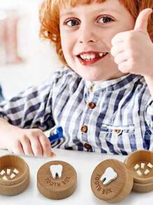 1 pieza Caja de dientes de madera linda para bebé, caja para guardar los dientes del bebé niña, caja de dientes redonda de madera maciza para bebé niño, caja de joyería, caja de almacenamiento, recuerdo para bebé, caja para recolección de cabello fetal y cordón umbilical, un regalo memorable que los padres pueden dar a sus bebés para una hermosa infancia
