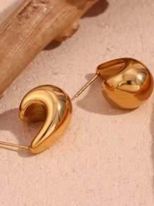 极简奢华泪珠设计时尚耳环，高端休闲优雅风格 - 金色簡約時尚水滴耳飾 - 查看 8