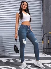 Jeans push up mezclilla dama cintura alta curvy corte recto colombiano -ZANA - azul - Ver 3