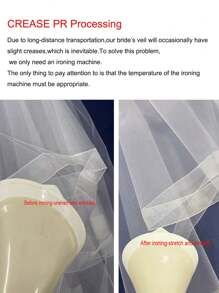 White Ivory Bridal Veils With Comb Wedding Accessories - Double Layer Overlock - View 5