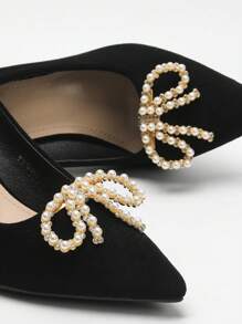 DIY Faux Pearl Shoe Flower Decor, Suitable For High Heels - Gold - View 5