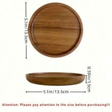 Small Round Acacia Wood Tray And Plate, Suitable For Coffee, Tea, Snacks, Desserts, Appetizers, Candle Holders, Home Decor, Dining Table Centerpiece - Yellow - View 12