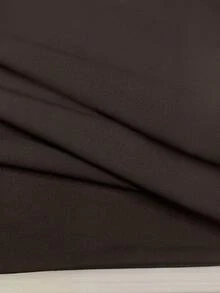 XLLAIS Brown Elastic Fitted Crew Neck Basic Short Sleeve T-Shirt For Women - Dark Brown - View 6