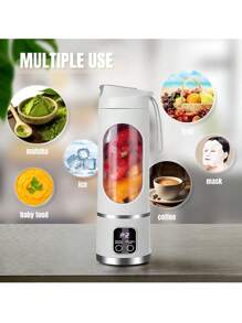 LIPETY Per USB wiederaufladbarer tragbarer Mixer – Mini-Eiszerkleinerer mit 12 Klingen und digitaler Anzeige, 3 Modi, leicht zu reinigen, tragbarer Mixbecher mit 425 ml Fassungsvermögen, perfekt für die Zubereitung von frischem Saft zu Hause oder unterwegs. Haushaltsgeräte