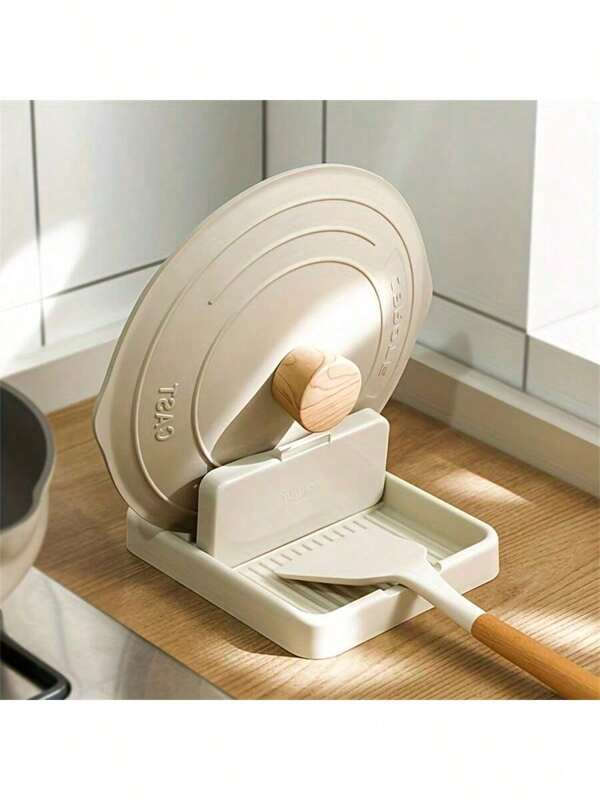 A Kitchen Pot Lid Holder, Countertop Folding Utensil Holder, Spoon And Spatula Pot Holder, Plastic Storage And Organization Rack