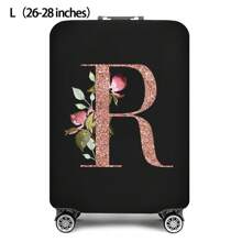 Initial Name A To Z Rose Gold Letter Luggage Cover Stretch Fabric Suitcase Protector Baggage Dust Case Cover Suitable For 18-32 Inch Suitcase Case Travel Organizer Luggage Protector Bag For School School Accessories School Stuff - Black - View 10