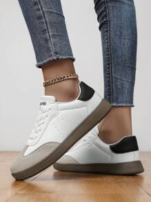 Scarpe sportive casual da donna di taglia grande, scarpe sportive da skateboard per uso all'aperto - Bianco - Visualizzare 5