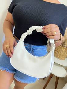 's Small Half Moon Bag Shoulder Hand Side Bag - White - View 3