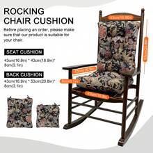 Waterproof Rocking Chair Cushion Set 2PACK Cushion Back & Seat Bottom For Rocking Chair Cushion Set Pad Upper & Lower Chair Cushions For Home Garden Outdoor - Black Flower - View 2