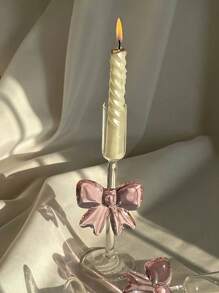 1pc Creative Extra Large Bow Glass Candle Holder, High-End Restaurant Decor Candle Holder, Romantic Candlelight Dinner Decor Candle Holder, Birthday Gift, Wedding Decoration