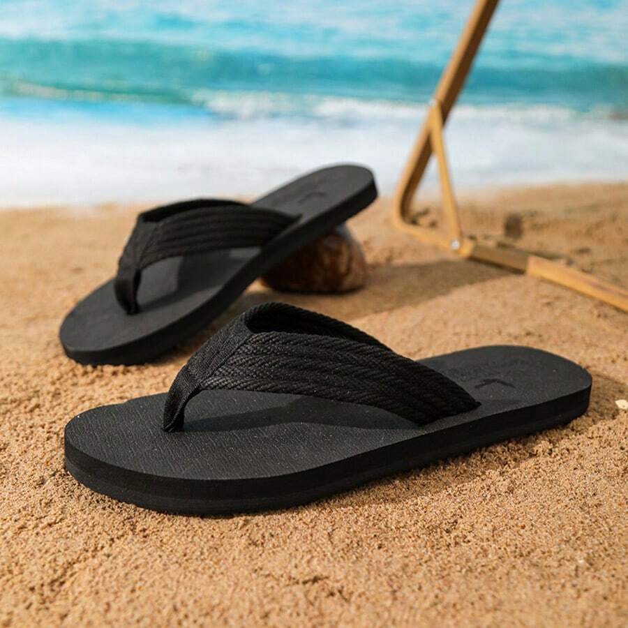 Men's Black EVA Slipper With Anti-Slip Soft And Durable Sole, Stylish Outdoor Beach Flip Flops For Summer