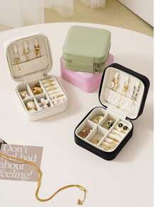 1pc Portable Minimalist Jewelry Storage Box, Travel Jewelry Case For Rings, Earrings, Necklaces