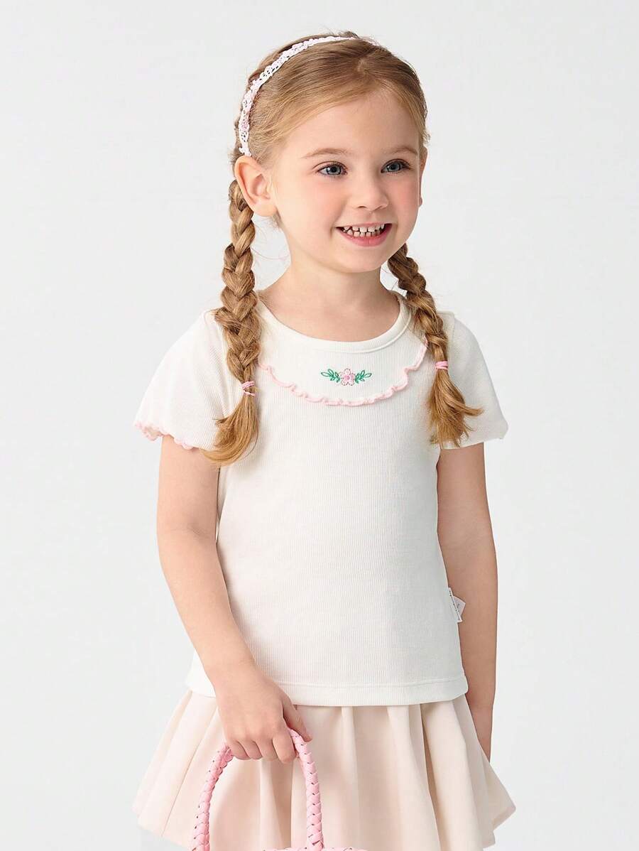 Balabala Girls' Embroidered Short-Sleeve Tee, Sweet & - Original White - View 1