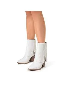 Women's  Mid Calf Boot Cowboy Boots - White - View 8