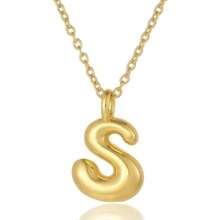 One Piece Bubble Letter Necklace Gold Plated Necklace Initial Necklaces For Women Girls Dainty Bubble Alphabet Pendant Personalized Jewelry Gift